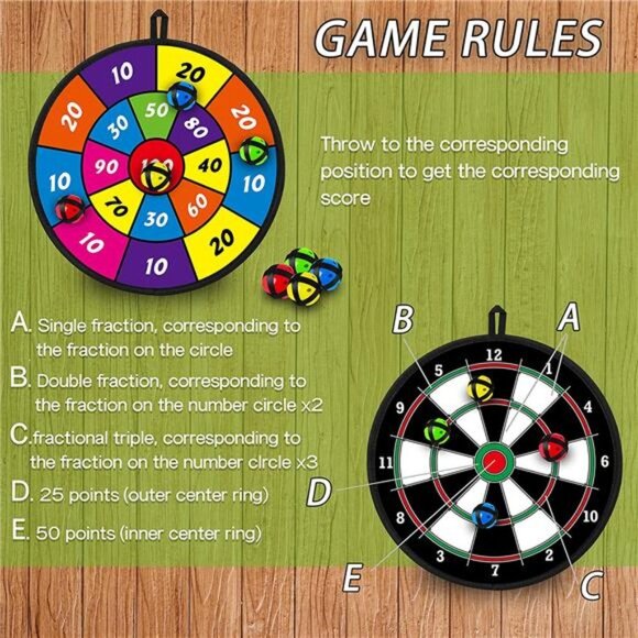 Toy Sports Double Sided Dart Board for Kids, Kids Dart Board with 12 Sticky Ball - Picture 5 of 7